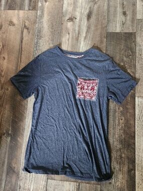 on the byas Navy Short-Sleeve Tee with Red Patterned Pocket